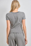 Striped Short Sleeve Knit Top