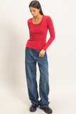 Pigment Dyed Scoop Neck Top
