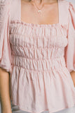 Puff-Sleeve Peplum Top
