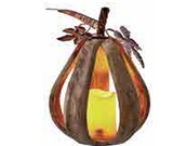 Small Tall Wood Ribbed Pumpkin