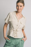 Chambray Button-Up Linen Top