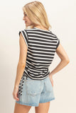 Striped Sleeveless Tie-side Top