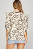 Half Sleeve Woven Floral Top