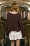 Long Sleeve Sweater with Contrast Trim