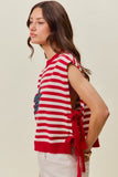 Stripe Star Patch 4th Of July Side Tie Vest Top