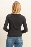 Button Front Ribbed Knit Top