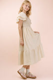 Smocked Ruffle Sleeve Midi Dress