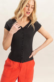 Scalloped Button Front Top