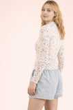 High Neck Sheer Mesh Lace Top