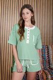 Zig Zag Stripe Pattern Henley Knit Top