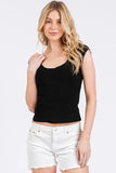 Ruched Ribbed Knit Tank Top