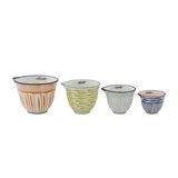 Hand-stamped Stoneware Measuring Cups W/ Stripes