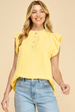 Ruffled Button Detail Top