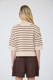 Striped Raw Edge Short Sleeve Sweater