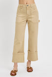 High Rise Straight Cuffed Jeans