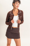 Collared Pointelle Knit Cardigan