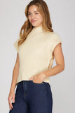 Mock Neck Ribbed Knit Sweater