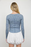 Long Sleeve Polka Dot Henley Top