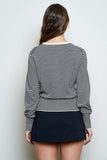 Striped Round Neck Cardigan