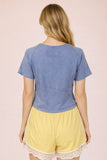 Mineral Washed Fitted Casual Top
