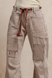 Striped Twill Barrel Leg Pants