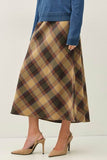 Sunset Plaid A-line Midi Skirt
