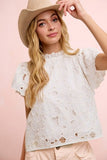 Scalloped Edge Delicate Texture Lace Blouse Top