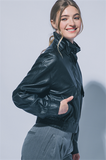 Faux Leather Bomber Jacket