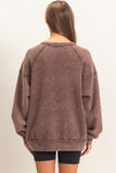 Acid Washed Raw Edge Sweatshirt
