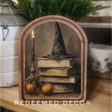 Arch Top Halloween Books Framed Art