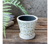 Green Antique Floral Print Pot