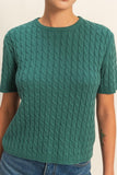 Cable Knit Short Sleeve Sweater