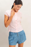 Eyelet Button Front Knit Top