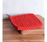 Leather Strap Rd Knit Pot Holder