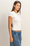 Pointelle Short Sleeve Top