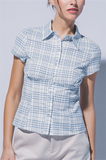 Fitted Plaid Button Front Top