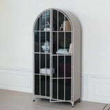 Arched Metal Cabinet W 3 Shelves, Grey