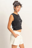 Button Up Sleeveless Cardigan