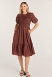 Printed Smocked Midi Dress