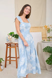 Floral Square Neck Midi Dress