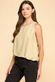 Puff Waist Linen Top
