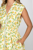 Zip Front Floral Smocked Waist Dress