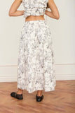 Floral Toile Pleated Midi Skirt