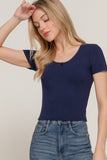 Ribbed Knit Short Sleeve Top