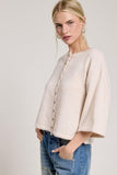 Wide Sleeve Button Front Knit Cardigan
