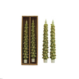 Flameless Led Tree Shaped Taper Candles In Box, Green