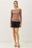 Ribbed Boat Neck Top