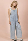 Washed Chambray Casual Jumpsuit