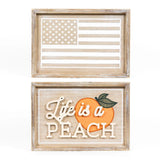 Reversible Wood Frame Sign (peach/flag) Multi