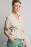 Chambray Button-Up Linen Top